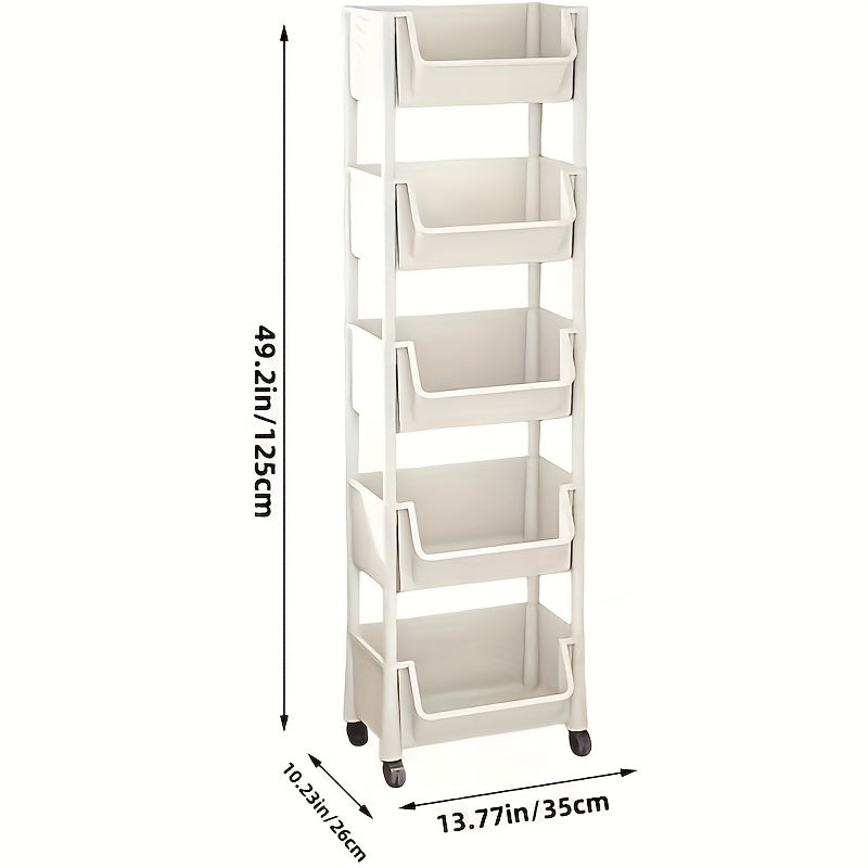 Mobile Bookshelf Office Cart (5-Tier)