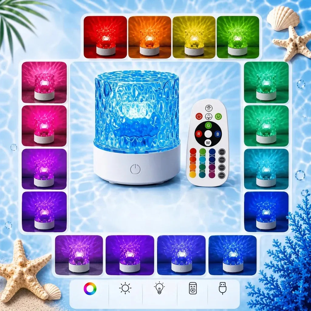 RGB Water Ripple Night Light with Remote Control
