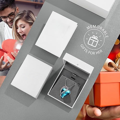 Infinity Love Heart Necklace, Birthstone Necklace for Women, Jewelry for Women with Healing Crystals, Allergy Free Pendant Necklace-12b-December-Indicolite Zircon Blue