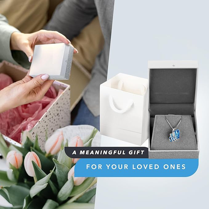 Wish Stone Pendant Necklace, Necklaces for Women with Birthstone Crystals, Allergy-Free Jewelry for Women with Gift Box, 19K Rose Gold Plated or Silver-tone Birthstone Necklace for Women-03-March December Birthstone