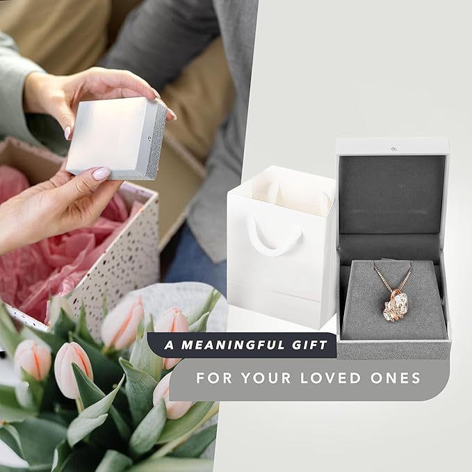 Wish Stone Pendant Necklace, Necklaces for Women with Birthstone Crystals, Allergy-Free Jewelry for Women with Gift Box, 20K Rose Gold Plated or Silver-tone Birthstone Necklace for Women-04-April Birthstone-Clear White