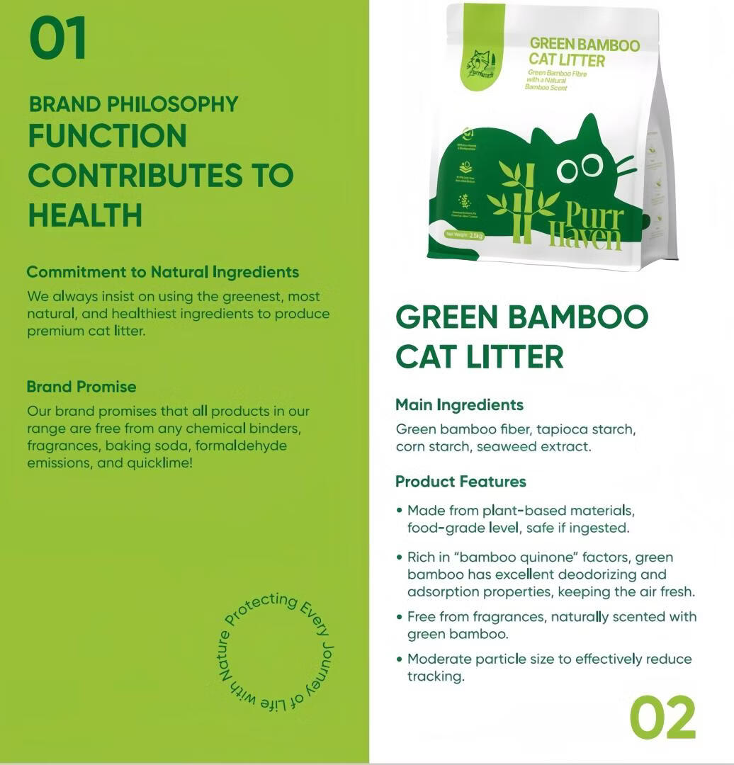 Purr Haven Assorted Cat Litter Set | Tapioca & Green Bamboo & Green Tea | 1 Pack per Type | 2.5 kg Per Pack