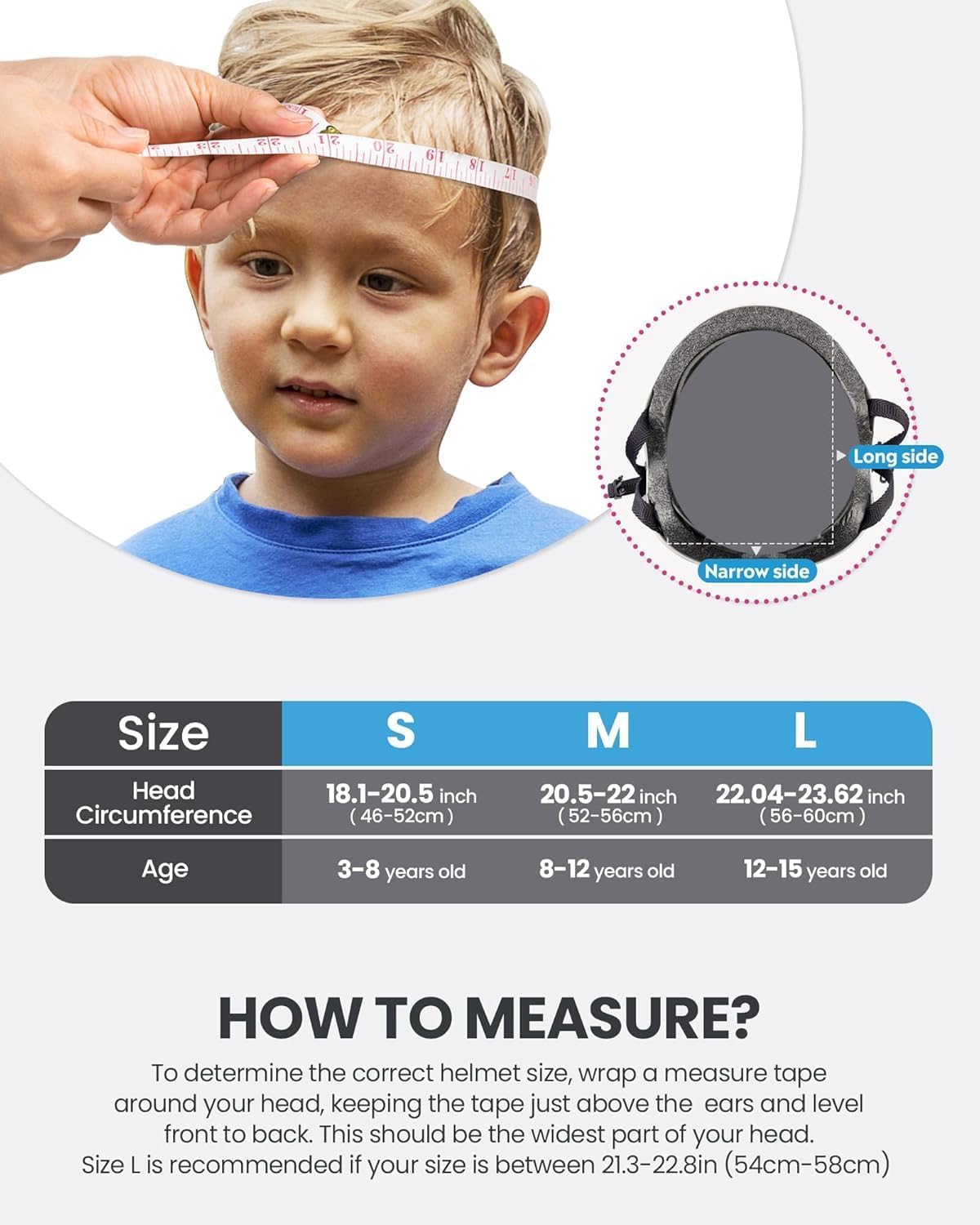 OutdoorMaster Youth & Kids Bike Helmet - Adjustable Multi-Sports Skateboard Helmet with Removable Liners for Balance Bike, Toddler Scooter, One Wheel Hoverboard-Light Blue-Medium