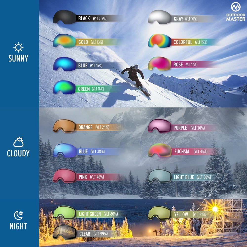 OutdoorMaster OTG Ski Goggles - Over Glasses Ski/Snowboard Goggles for Men, Women & Youth - 100% UV Protection-OM-5