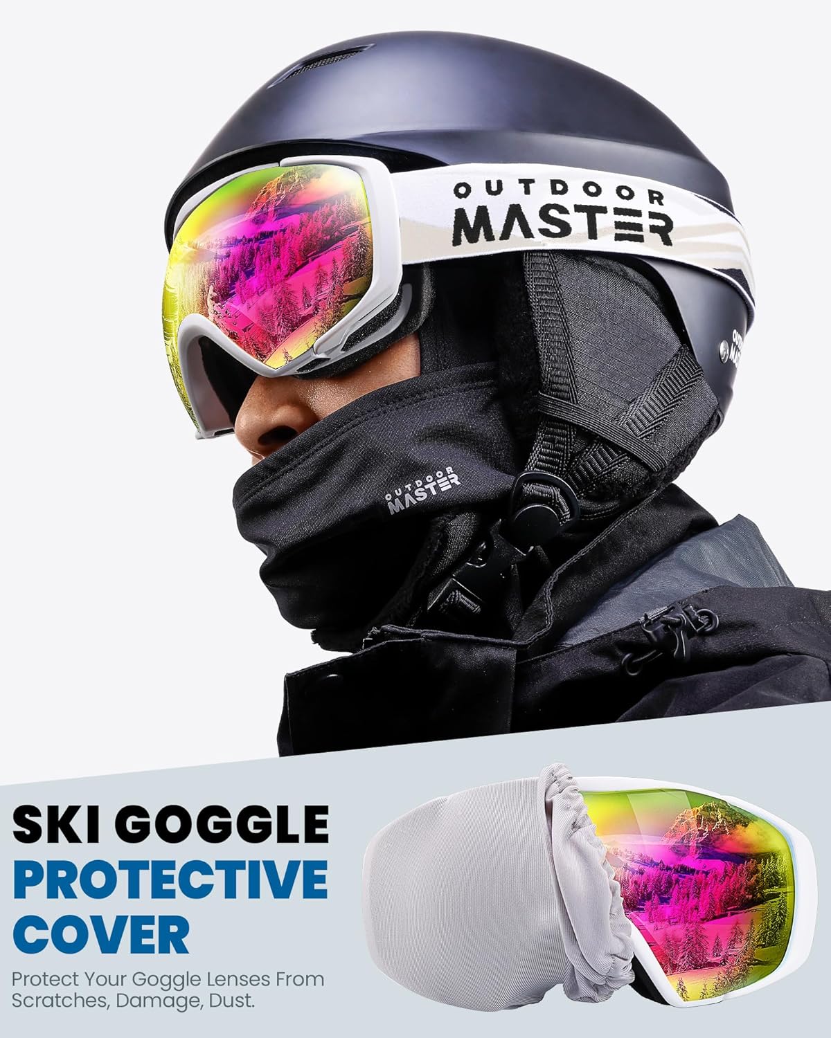 OutdoorMaster Ski Goggles with Cover Snowboard Snow Goggles OTG Anti-Fog -100% UV Protection-OM-18