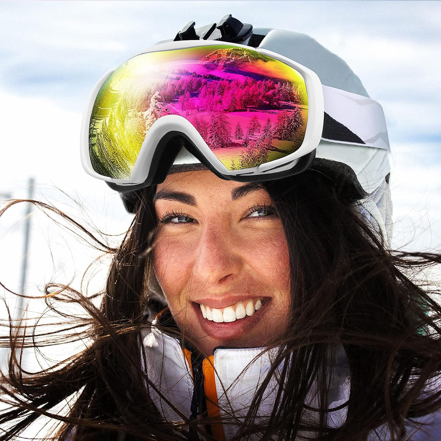 OutdoorMaster Ski Goggles with Cover Snowboard Snow Goggles OTG Anti-Fog -100% UV Protection-OM-18