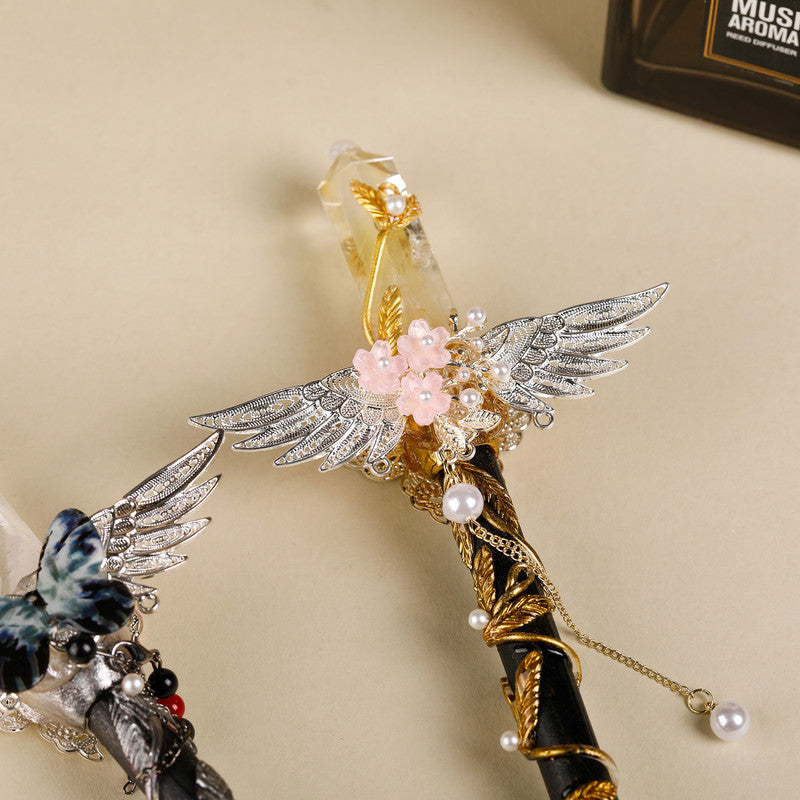 Handmade Crystal Wand, Natural Raw Gemstone Scepter, Magic Healing Wand Citrine