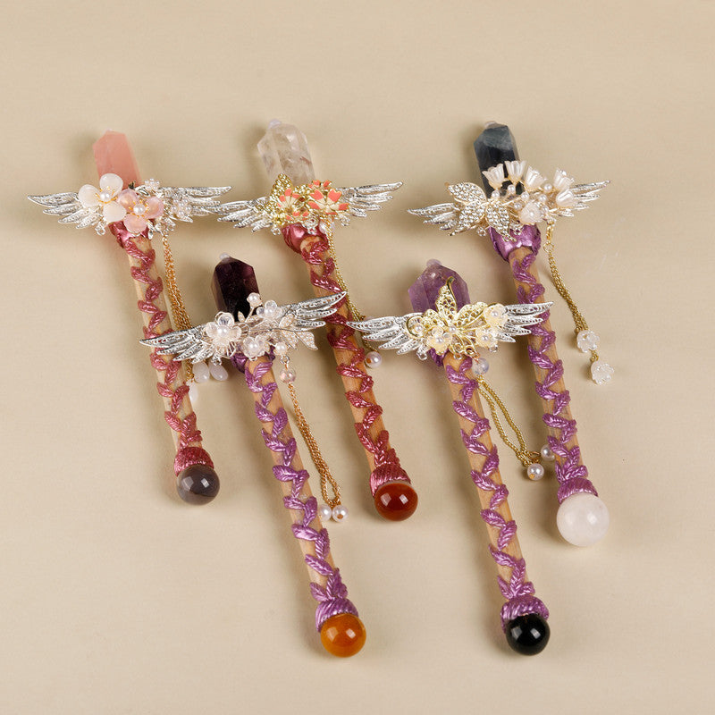 Handmade Crystal Wand, Raw Gemstone Scepter, Natural Magic Wand White Crystal