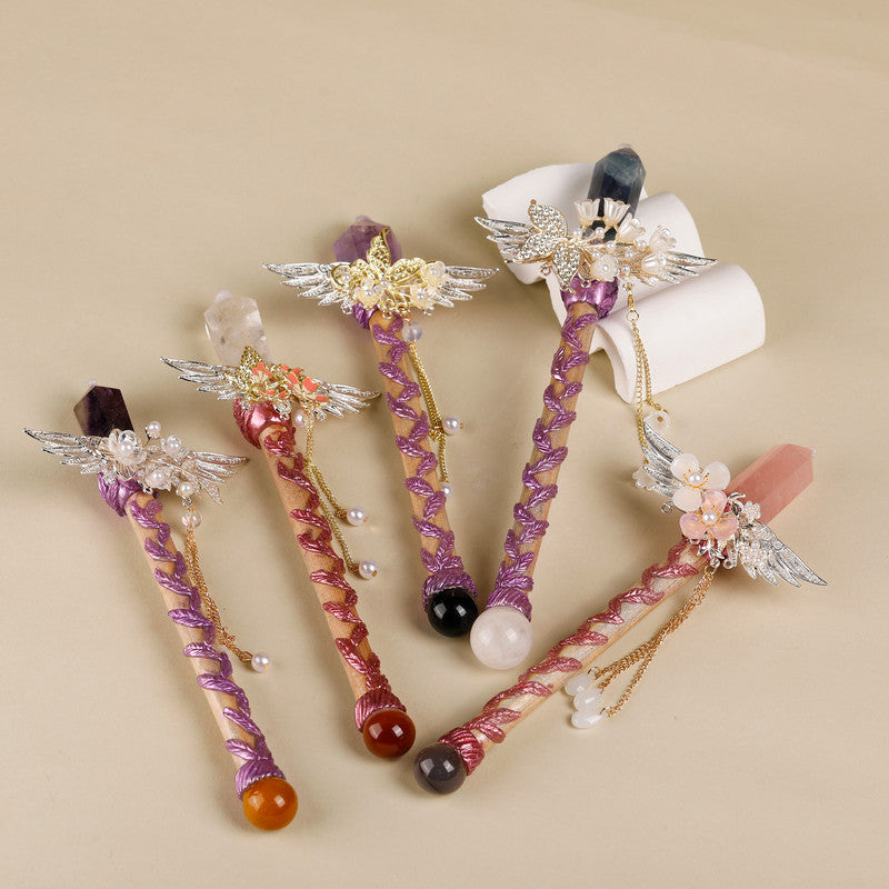 Handmade Crystal Wand, Raw Gemstone Scepter, Natural Magic Wand Rose Quartz