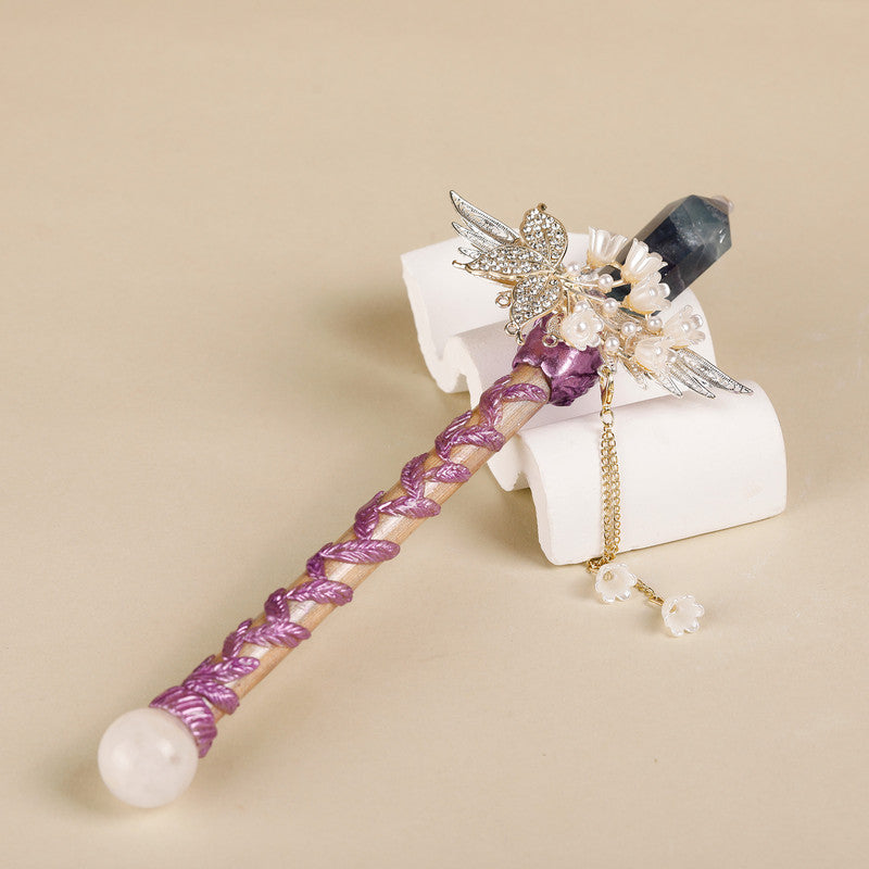 Handmade Crystal Wand, Raw Gemstone Scepter, Natural Magic Wand Green Fluorite