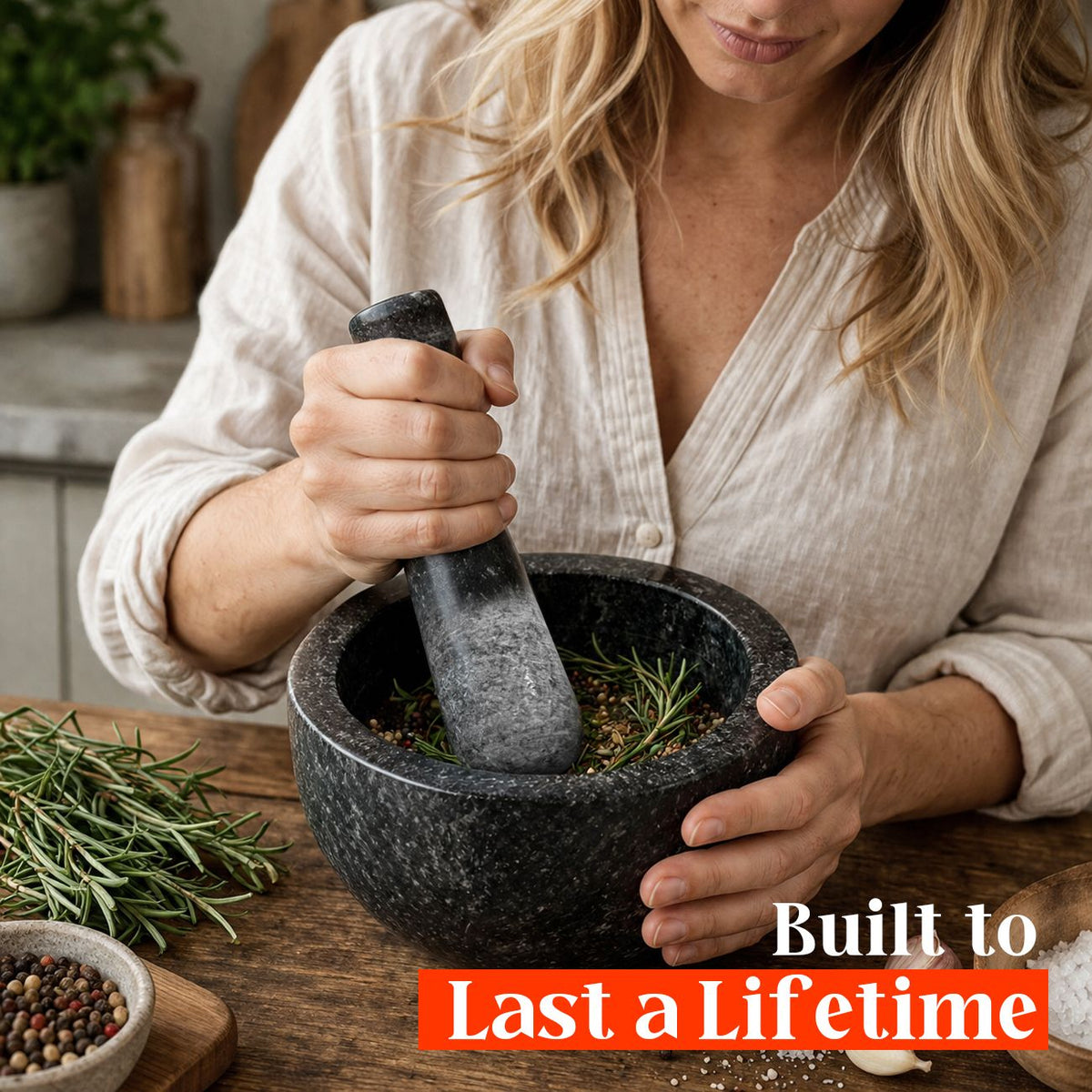 Granite Mortar and Pestle Set, 450ml Heavy Duty Stone Grinder Bowl with 17.5cm Pestle, Black, Manual Spice Grinder for Guacamole, Salsa, Pesto, Herbs, Spices, Nuts & Seeds