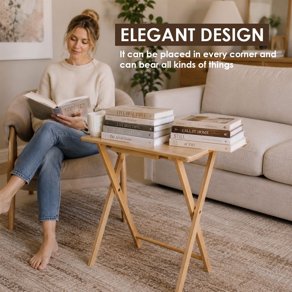 Foldable Bamboo Laptop Table, Bed Tray & Snack Table – Portable & Space-Saving