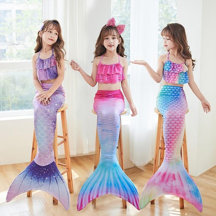 Mermaid Swimsuit Monofin with Fins for Kids Halloween Package A 3 pcs Size M 5-7 Years