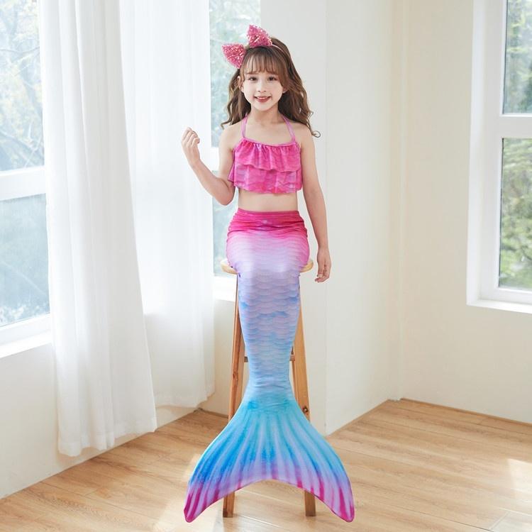 Mermaid Swimsuit Monofin with Fins for Kids Halloween Package A 3 pcs Size M 5-7 Years