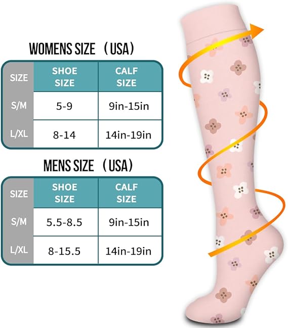 Compression Socks 6 Pairs Graduated Support for Running Sports Sizes S M MS Compatible with Improved Circulation Warm