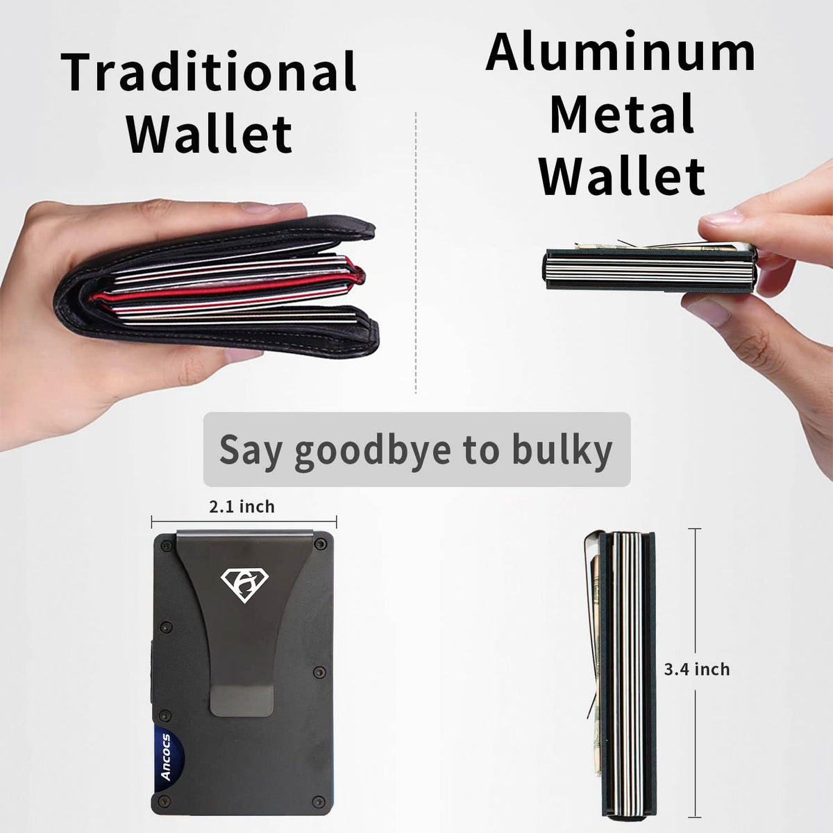 Metal Wallet Credit Card Holder with Storage Pouch