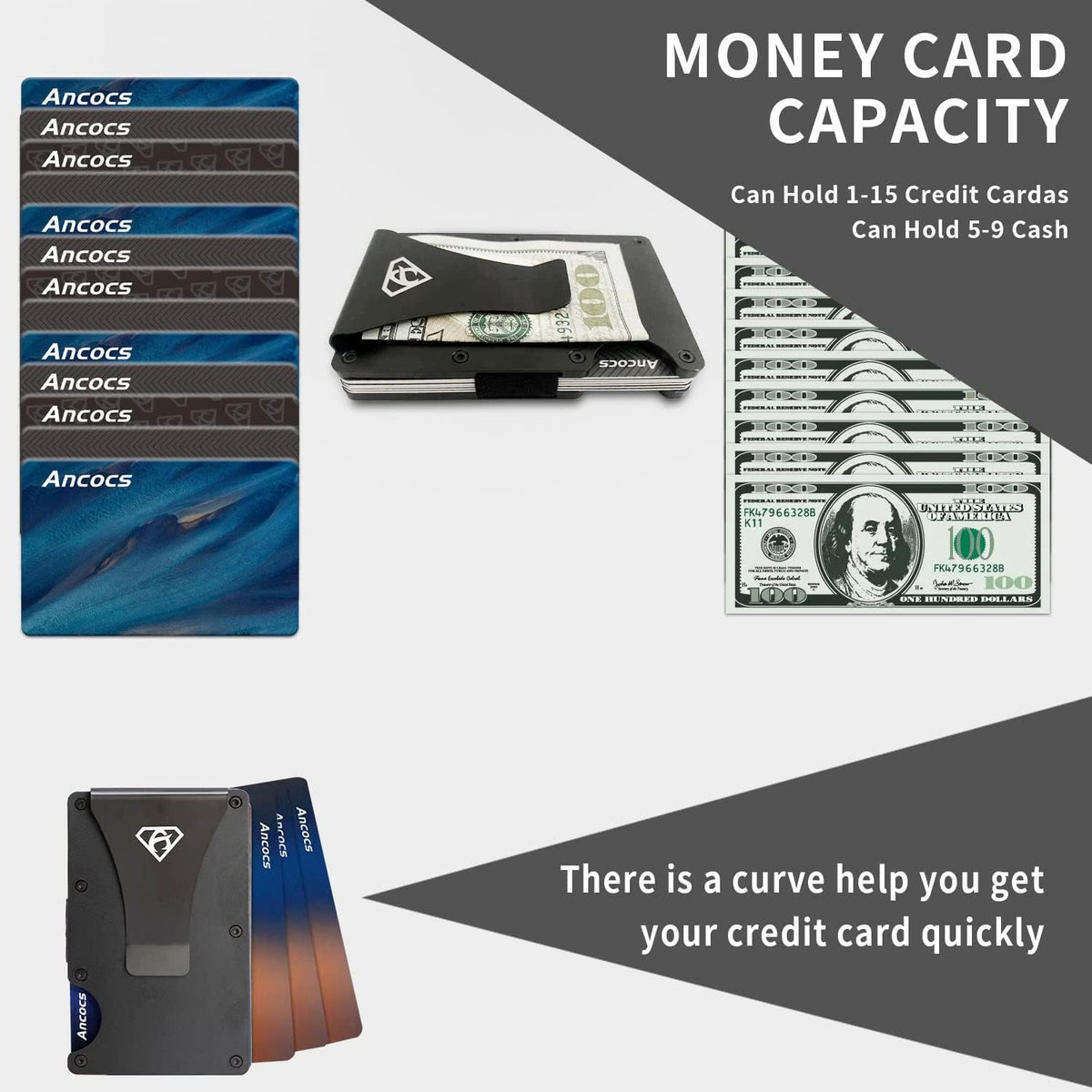 Metal Wallet Credit Card Holder with Storage Pouch