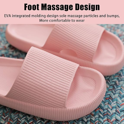 Cloud Slippers for Women and Men, Pillow House Slippers Shower Shoes Indoor Slides Bathroom Sandals, Ultimate Comfort, Lightweight, Thick Sole, Non-Slip, Easy to Clean pink（38-39）