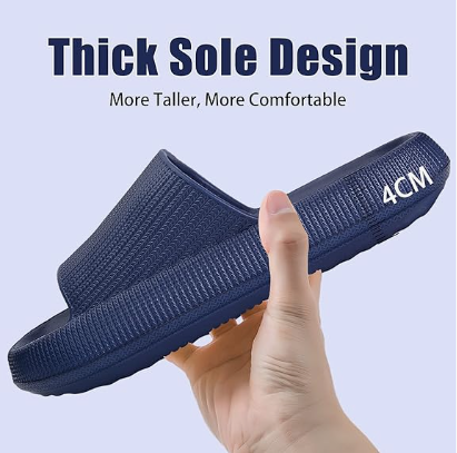 Cloud Slippers for Women and Men, Pillow House Slippers Shower Shoes Indoor Slides Bathroom Sandals, Ultimate Comfort, Lightweight, Thick Sole, Non-Slip, Easy to Clean dark blue（40-41）
