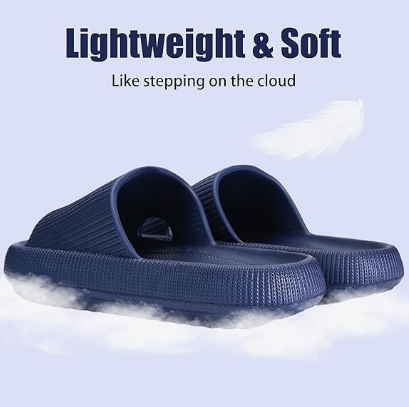 Cloud Slippers for Women and Men, Pillow House Slippers Shower Shoes Indoor Slides Bathroom Sandals, Ultimate Comfort, Lightweight, Thick Sole, Non-Slip, Easy to Clean dark blue（40-41）