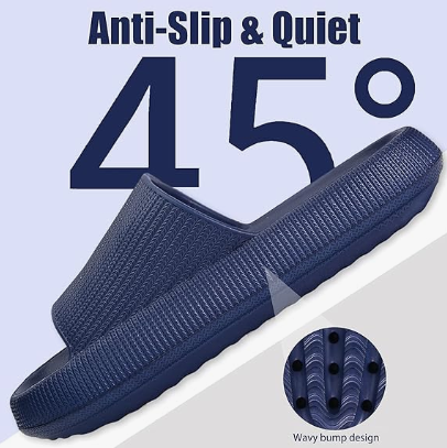 Cloud Slippers for Women and Men, Pillow House Slippers Shower Shoes Indoor Slides Bathroom Sandals, Ultimate Comfort, Lightweight, Thick Sole, Non-Slip, Easy to Clean dark blue（40-41）