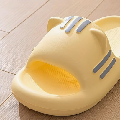 Women’s Slides Cute Bathroom Slippers Non-Slip Cartoon Cat Shaped Indoor Outdoor Summer Slippers（black，40-41）