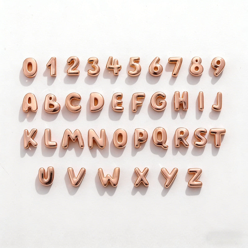 Custom letter necklace with a complete set of letter beads from A to Z, 10mm heart pendant, three colors available, chain accessory included - Rose Gold