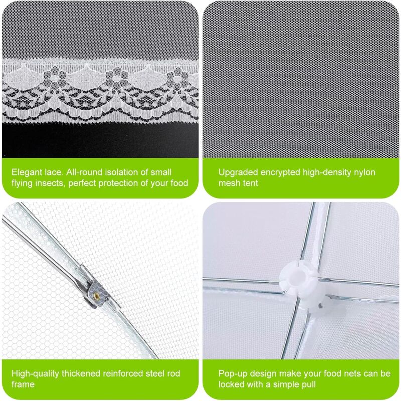 6 pcs Foldable Food Cover Anti-Fly Mesh Food Cover Tent Umbrella Anti-Insect Protection For Bbq Picnic Food,1 Large
