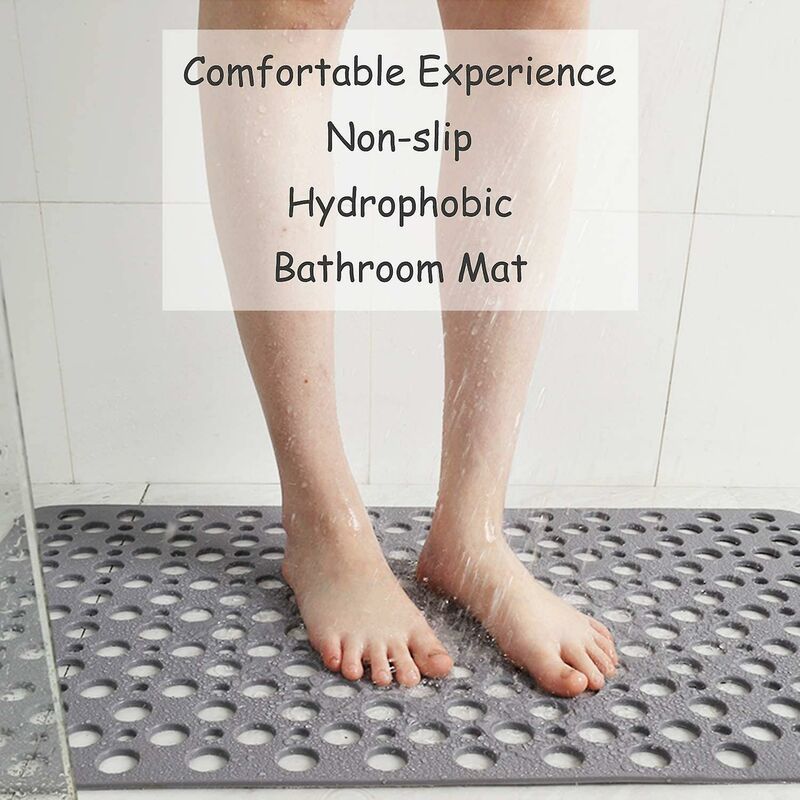 Anti-Mold Non-Slip Bath Mat Tpe Shower Mat Antibacterial Non-Slip Bathroom Mat With Suction Cups Khaki 16.9" X 29.5".