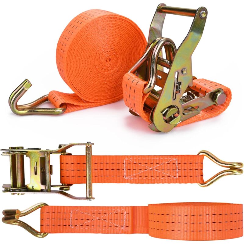 2 Pieces Ratchet Strap With Hooks, Length 6 M, Width 3.8 Mm, Ratchet Tie Down Strap, Tensioning Straps, Supporting A