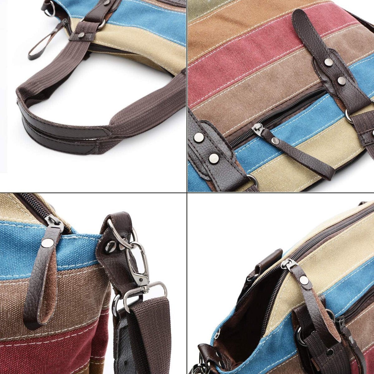 Bags, Handbags, Canvas Bags for Women, Women's Bags, Multicolored Striped Shoulder Bags, Large School Bags, Canvas Shopping Bags, Mother's Day Gifts, Hobo Bags, Multicolored