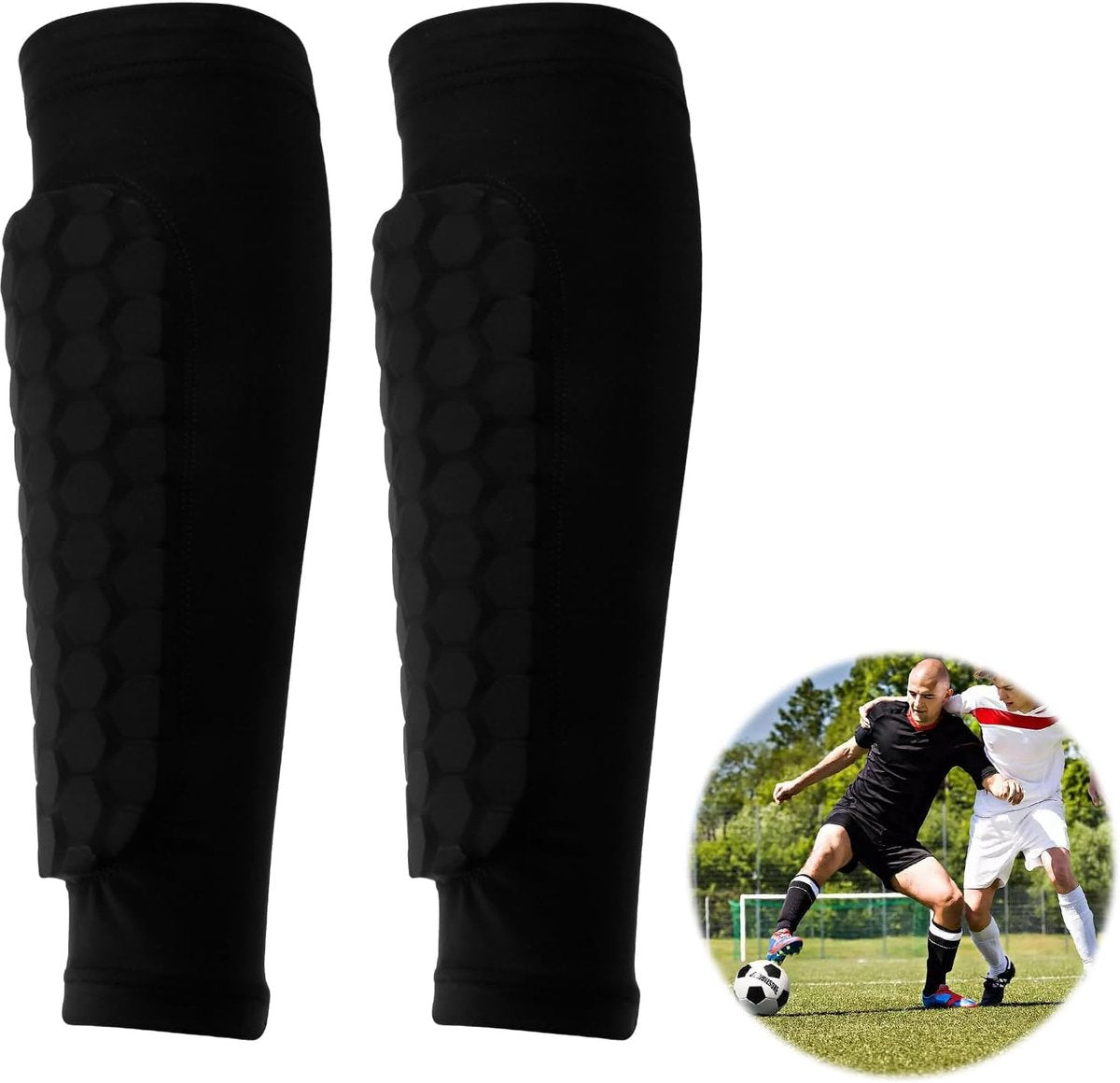 Shin guards - Football shin guards - Children's football shin guards - Shin guard straps - Premium leg protection with sleeves - Comfortable and impact-resistant - Size M - Suitable for training and competition