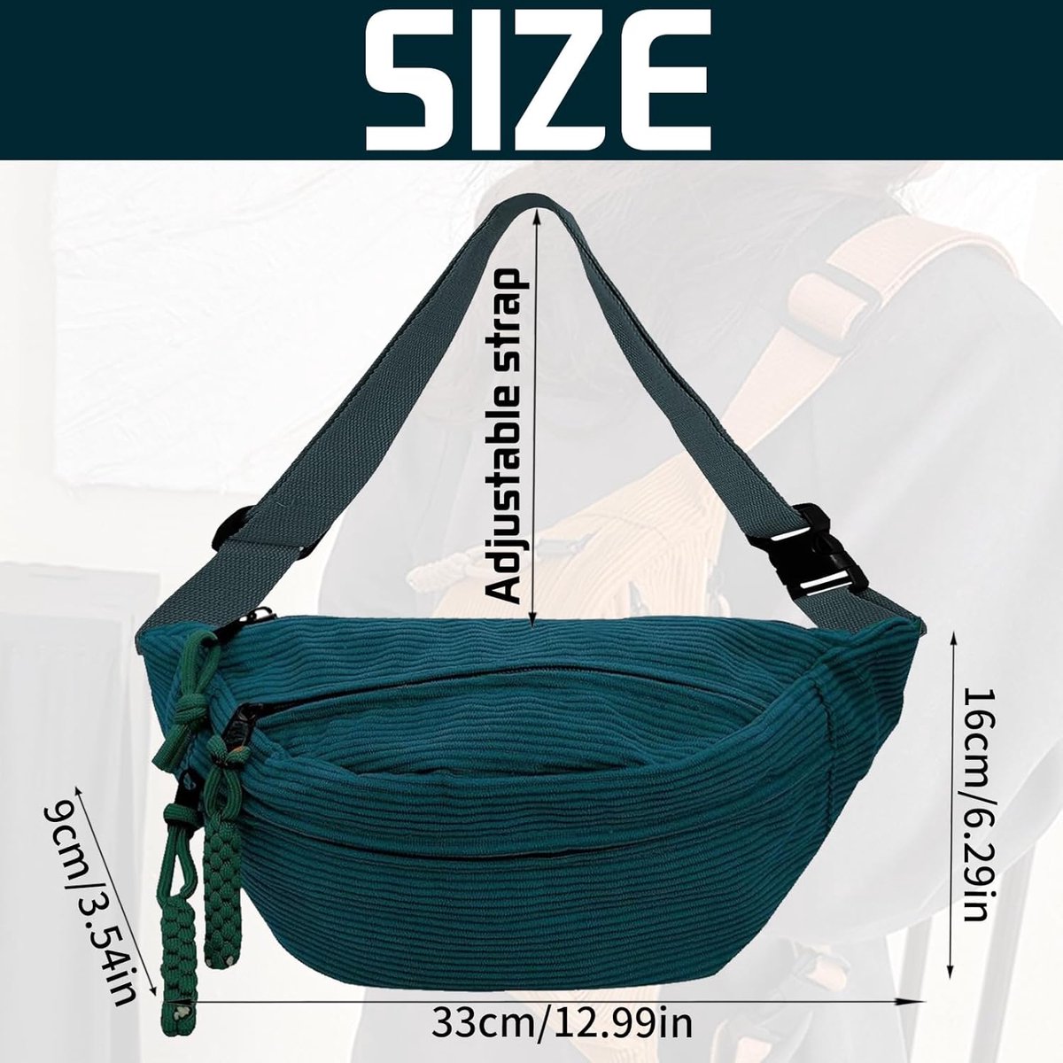 Belt bag - Women's belt bag - Men's belt bags - Corduroy belt bag - Women's corduroy belt bag - Adjustable shoulder bag - Unisex - Perfect for shopping, travel and work (vegetables)