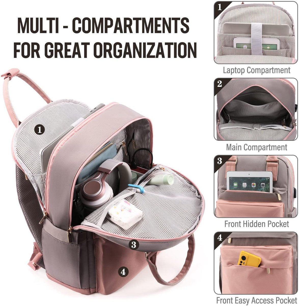 Nieuwe 2025 Backpack - 40L Travel Bag - Maximum Capacity - Laptop Backpack - School Backpack - For School and University Trips - Pink/Grey