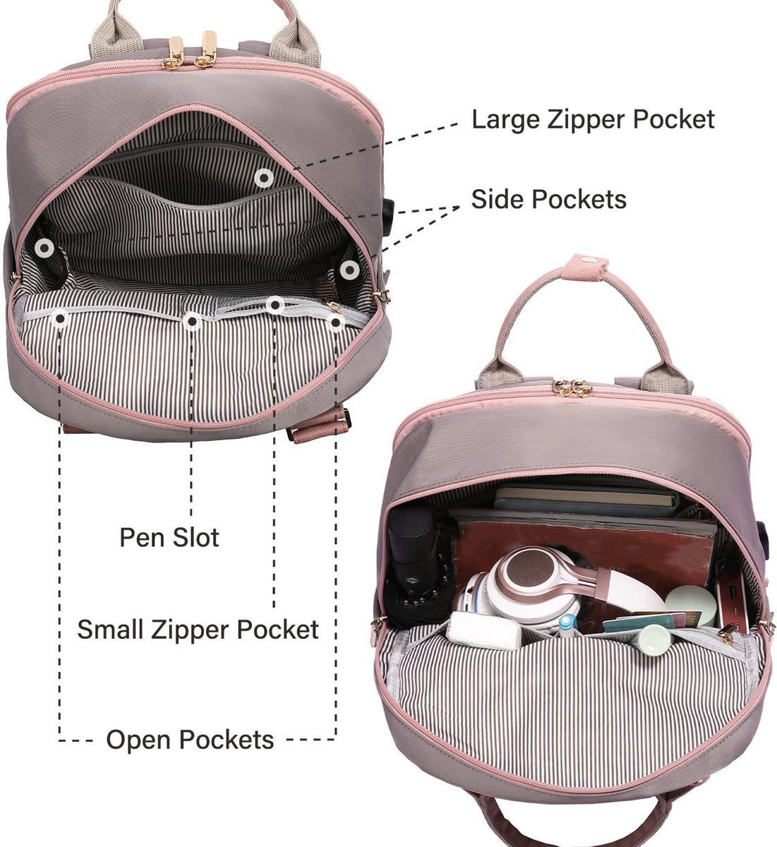 Nieuwe 2025 Backpack - 40L Travel Bag - Maximum Capacity - Laptop Backpack - School Backpack - For School and University Trips - Pink/Grey