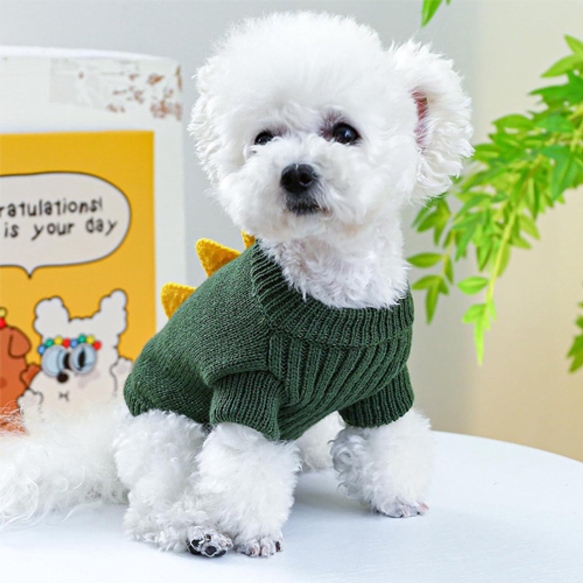 Dog Coat - Dog Sweater - Sweaters for Small Dogs - Dog Sweater - Cute Dinosaur Sweater - Soft and Comfortable Winter Clothes - Warm Knit Cat Sweater - Perfect for Christmas - Puppy Shirts - Christmas - Size M