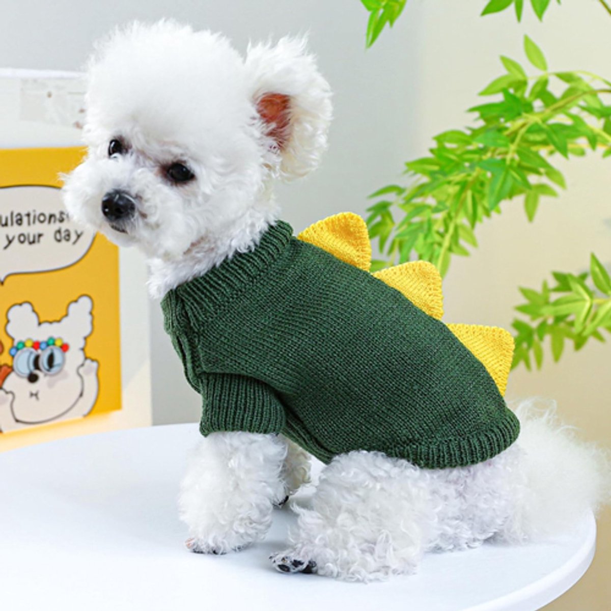 Dog Coat - Dog Sweater - Sweaters for Small Dogs - Dog Sweater - Cute Dinosaur Sweater - Soft and Comfortable Winter Clothes - Warm Knit Cat Sweater - Perfect for Christmas - Puppy Shirts - Christmas - Size M