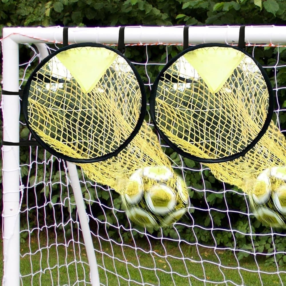2 Football Goal Training Nets, durable stable for shooting practice easy to assemble and remove, Yellow