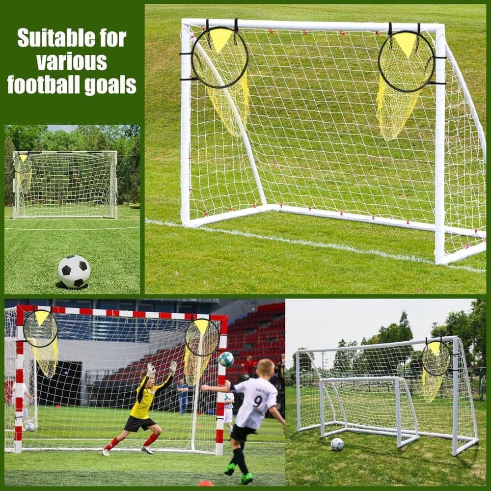 2 Football Goal Training Nets, durable stable for shooting practice easy to assemble and remove, Yellow