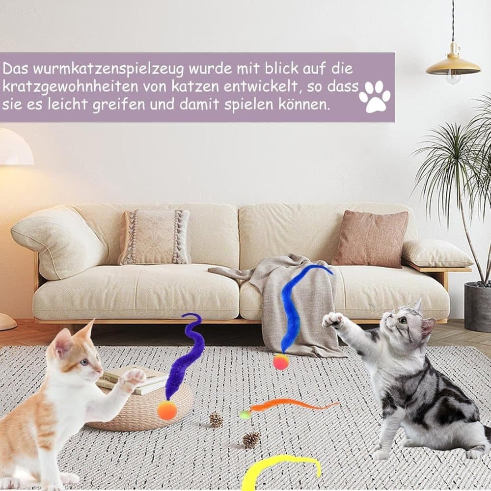 6-Pack Cat Toy, Colorful Interactive Balls with Tail for Play & Exercise