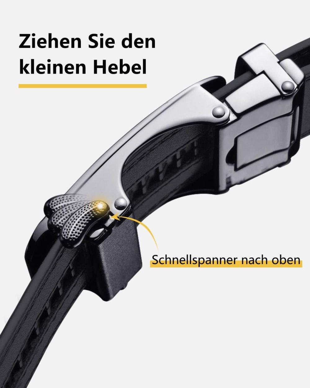1 Black Men's Leather Belt with Adjustable Buckle, 125CM