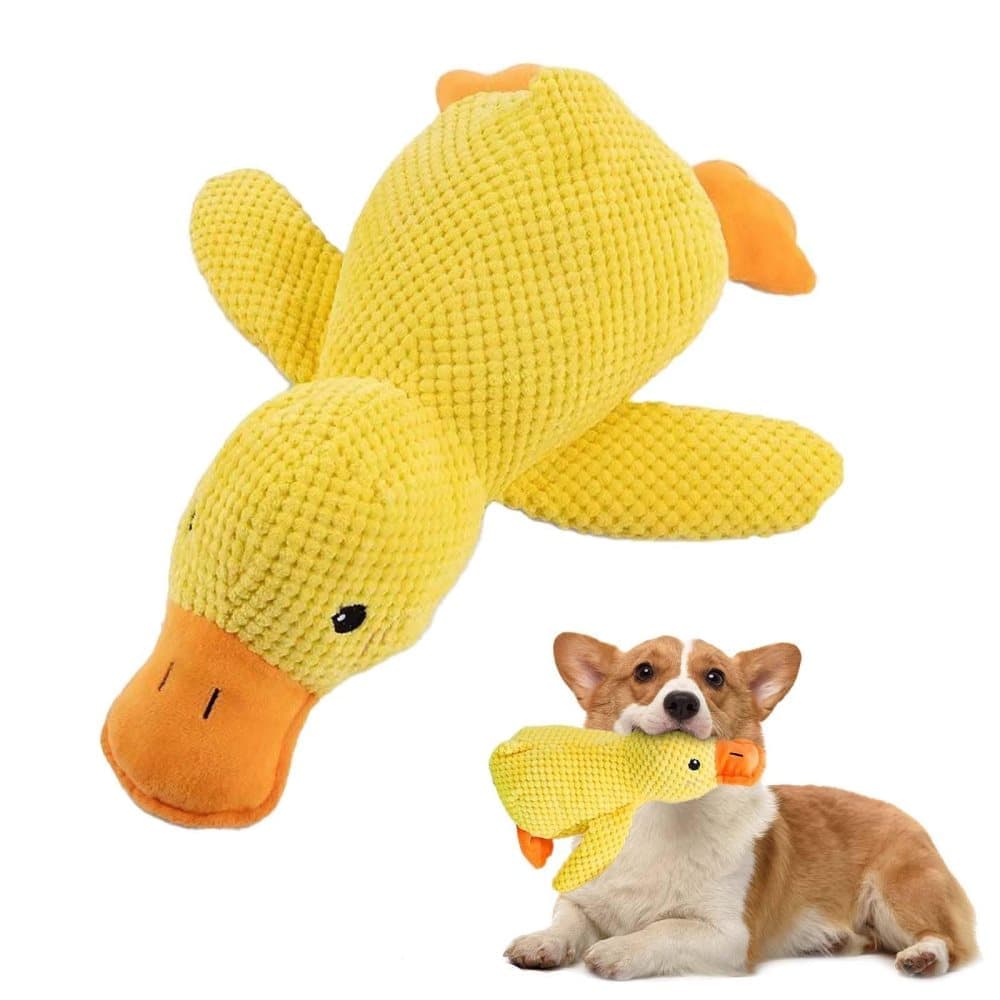 1 Calming Plush Duck Dog Toy with Squeaker for Small Dogs, M