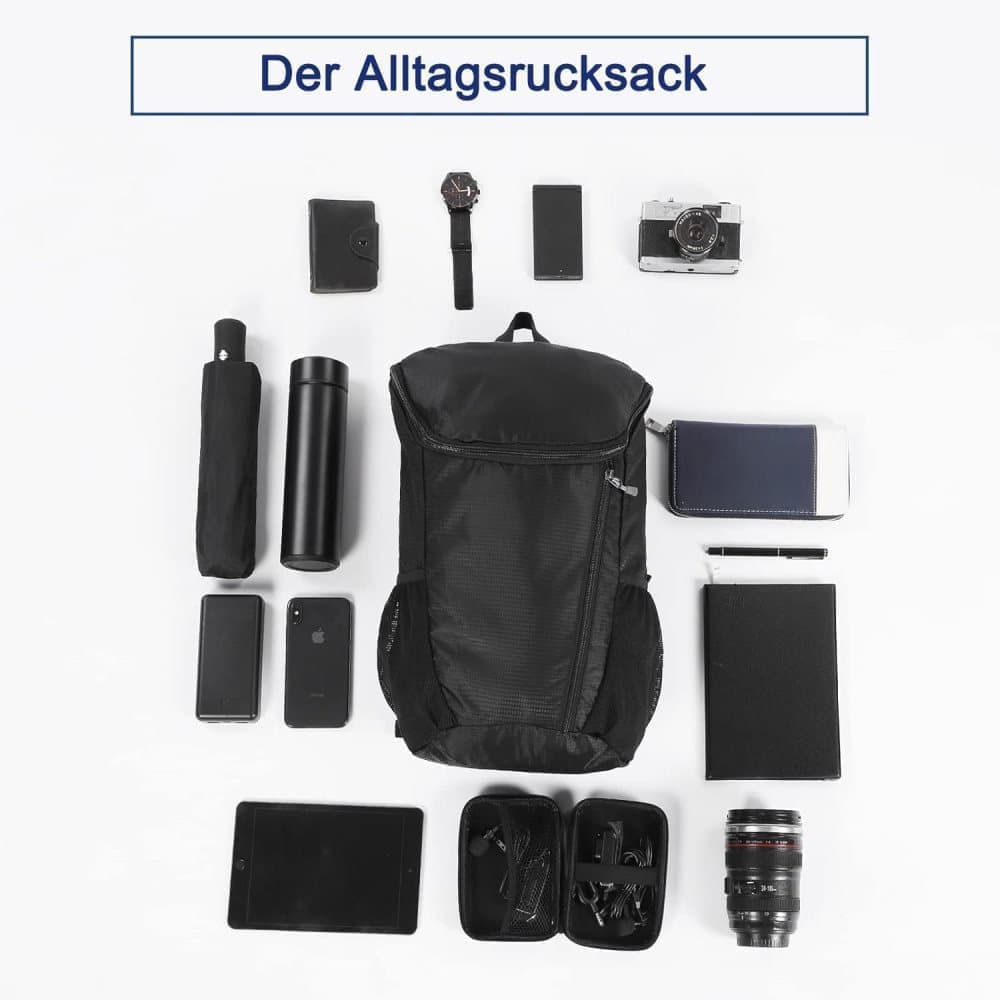 20L Lightweight Hiking Backpack Waterproof Durable Outdoor Backpack, Black