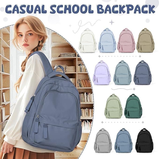 14-inch Laptop Backpack Waterproof Lightweight Daypack for School University, Dark Blue, Compatible with Girls Boys