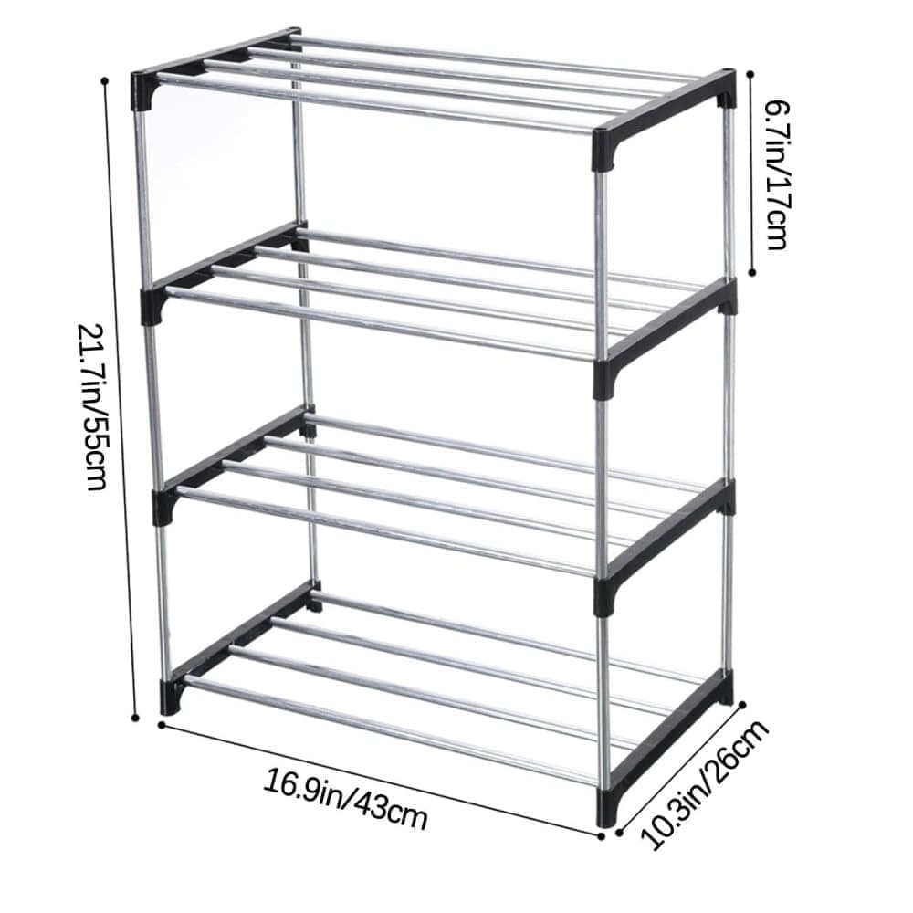 3-Tier Stackable Shoe Rack, Space Saving Storage for Shoes Bags and Accessories, 43 x 26 x 55cm