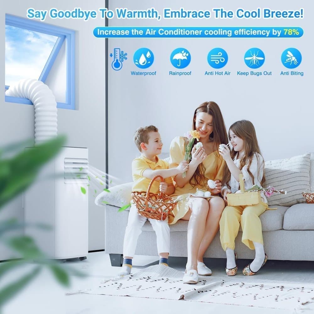 Window Seal Sealing Cloth for Portable AC with Zipper and Tape, Compatible with All Mobile Air Conditioners, 400 x 37cm