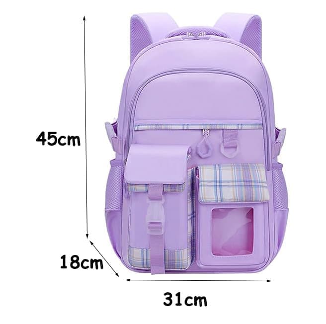 15.6 Inch Cute Kawaii Kids Backpack for Girls with Compartments, Elementary School & Teenage Girls School Bag, Purple