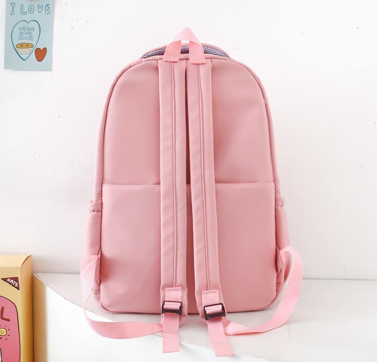 Cute Rabbit Ears School Backpack for Girls 4-Piece with Multiple Compartments Large Space, Pink, Compatible with Teenage & High School
