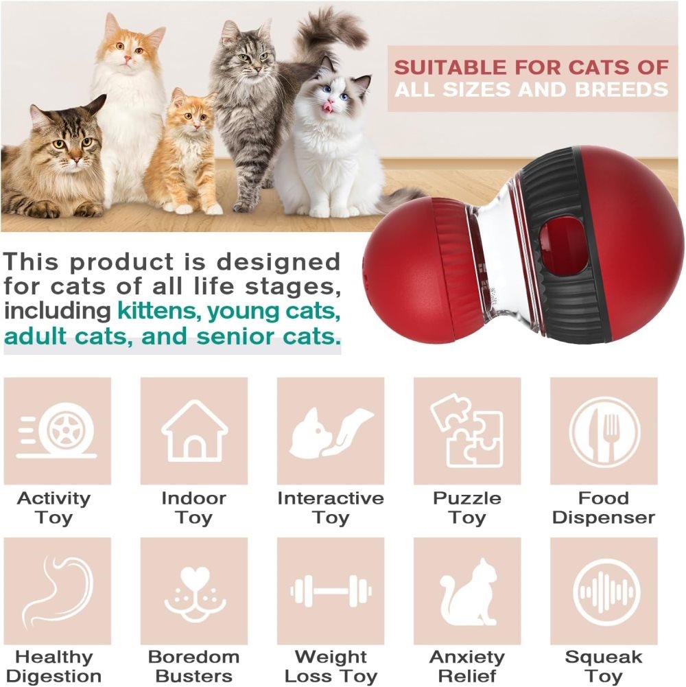Interactive Cat Toy with Bird Sounds Slow Feeder Food Dispenser for Indoor Cats, Compatible with All Breeds
