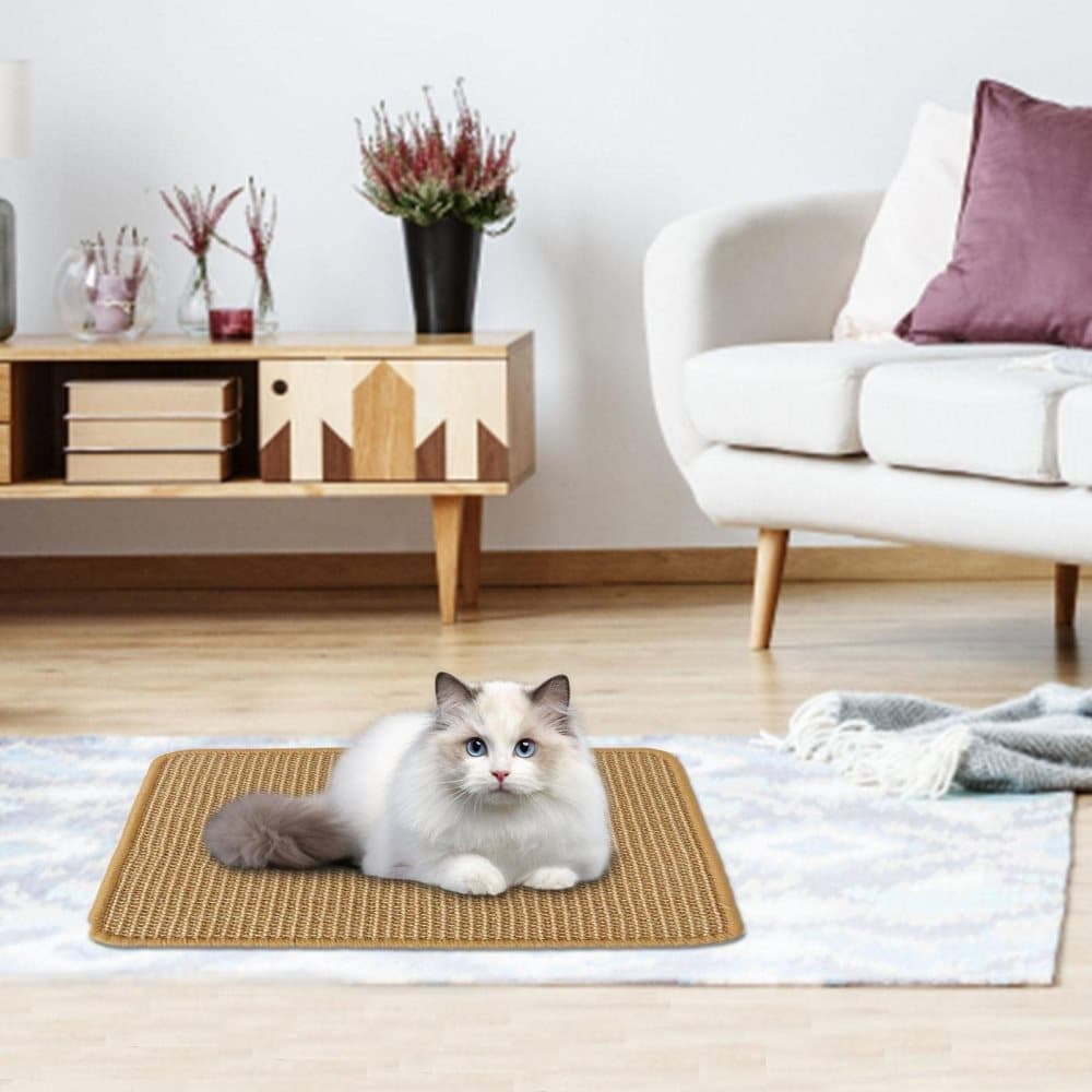 Natural Jute Cat Scratching Mat, Durable Floor Mat and Sustainable Cat Furniture, 50x80cm
